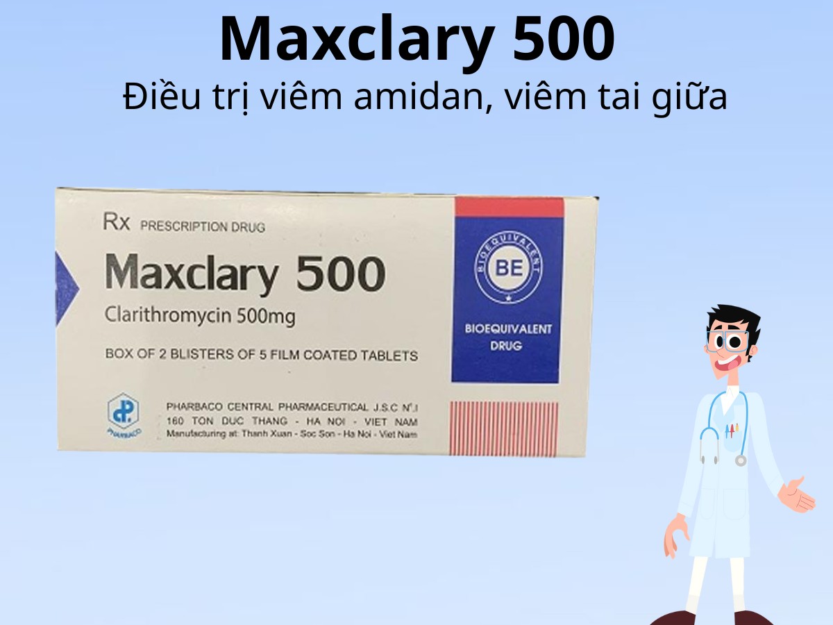 Maxclary 500 6 Maxclary 500 điều trị viêm amidan, viêm tai giữa