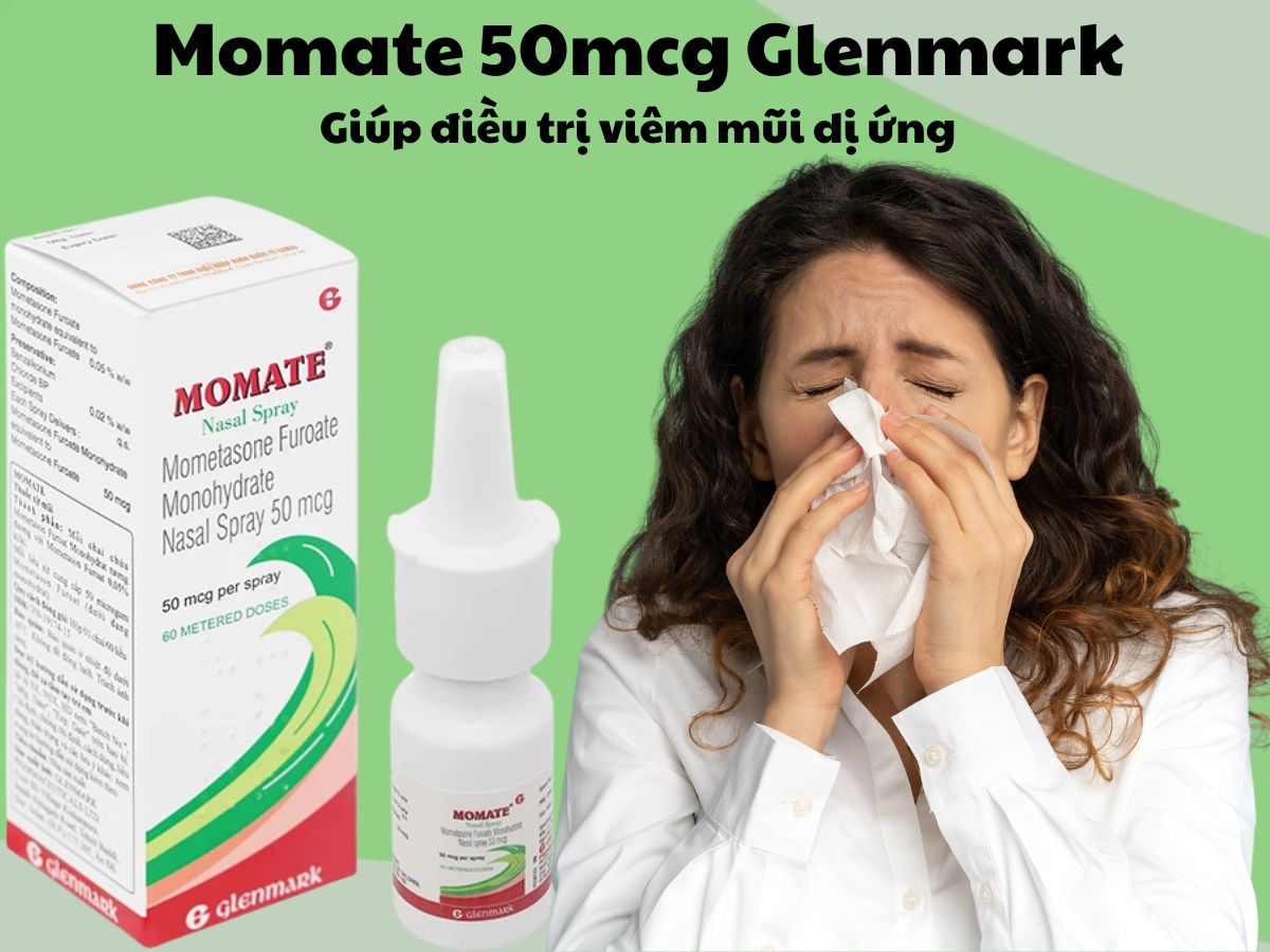 Momate 50mcg Glenmark 11 Thuốc xịt mũi Momate 50mcg Glenmark - Giảm triệu chứng viêm mũi dị ứng