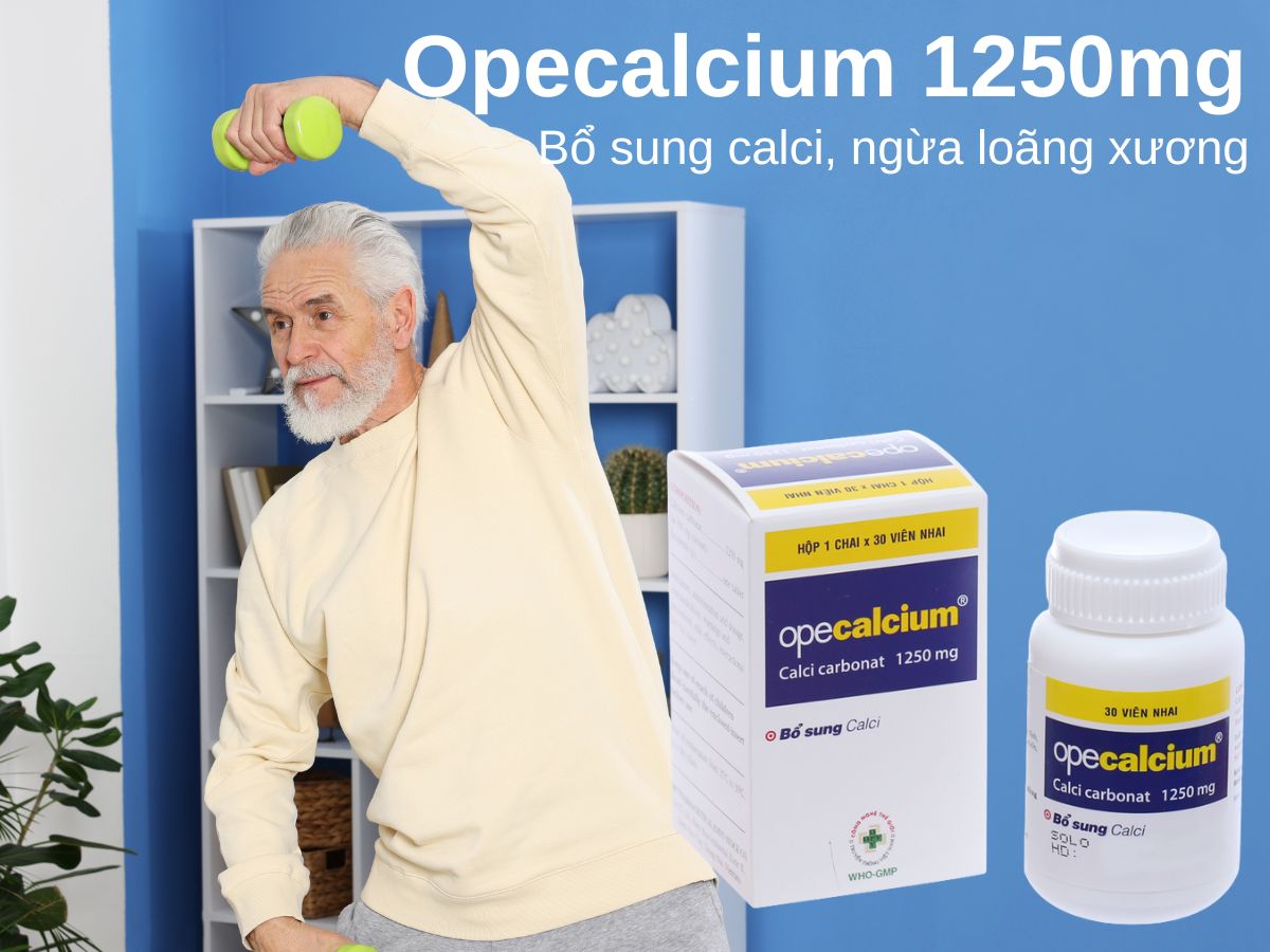 Opecalcium 1250mg (viên nhai) 12 Opecalcium 1250mg