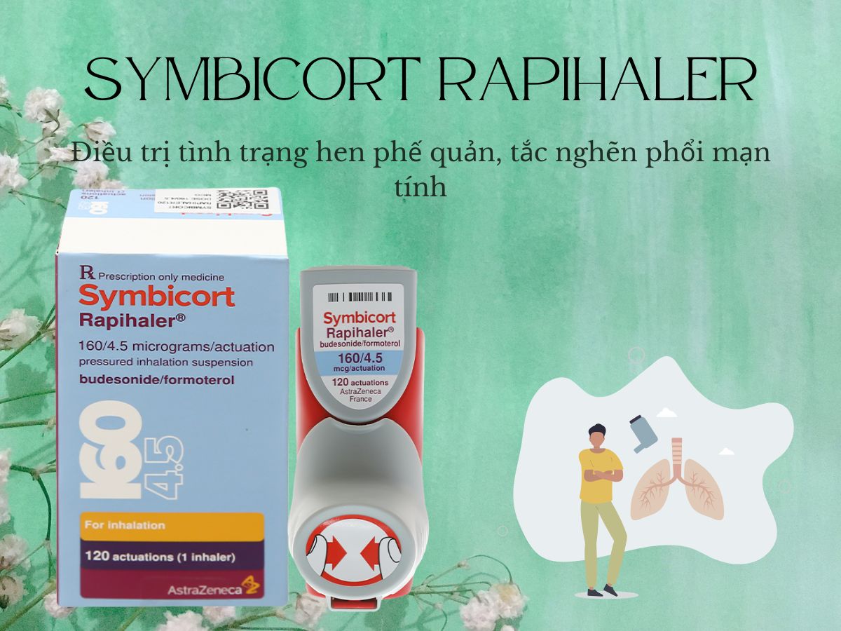 Symbicort Rapihaler 160/4.5 10 Thuốc Symbicort Rapihaler 160/4.5 điều trị bệnh phổi tắc nghẽn mạn tính