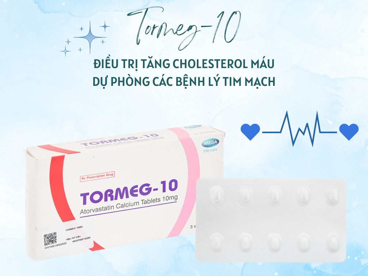 Tormeg-10 12 Thuốc Tormeg-10 – Điều trị tăng mỡ máu và phòng ngừa bệnh tim mạch