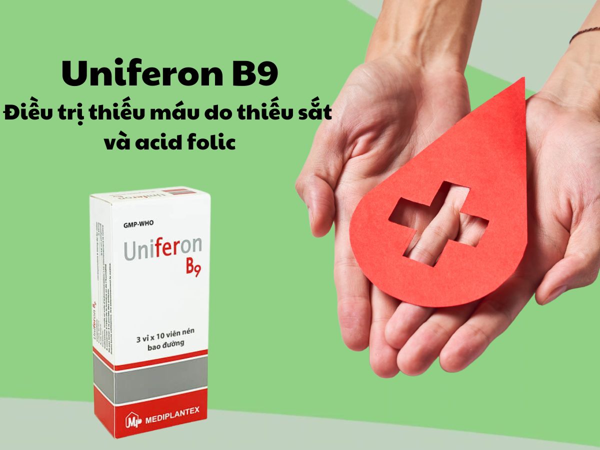 Uniferon B9 13 Thuốc Uniferon B9 giúp điều trị và phòng ngừa thiếu máu do thiếu sắt
