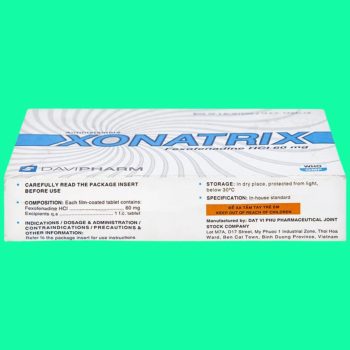 Xonatrix 60mg 8 Thuốc Xonatrix 60mg điều trị viêm mũi dị ứng theo mùa, mày đay vô căn
