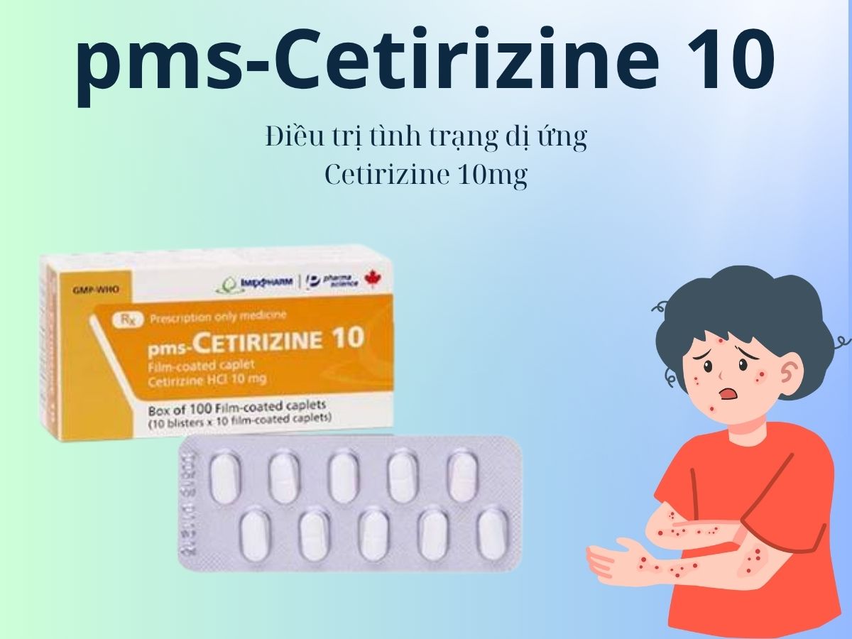 pms-Cetirizine 10 7 Thuốc pms-Cetirizine 10 giảm triệu chứng viêm mũi dị ứng theo mùa