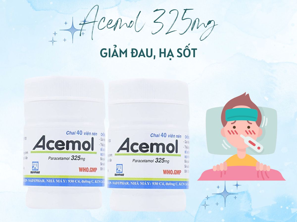 Acemol 325mg 8 Thuốc Acemol 325mg giảm đau, hạ sốt trong cảm lạnh, cảm cúm