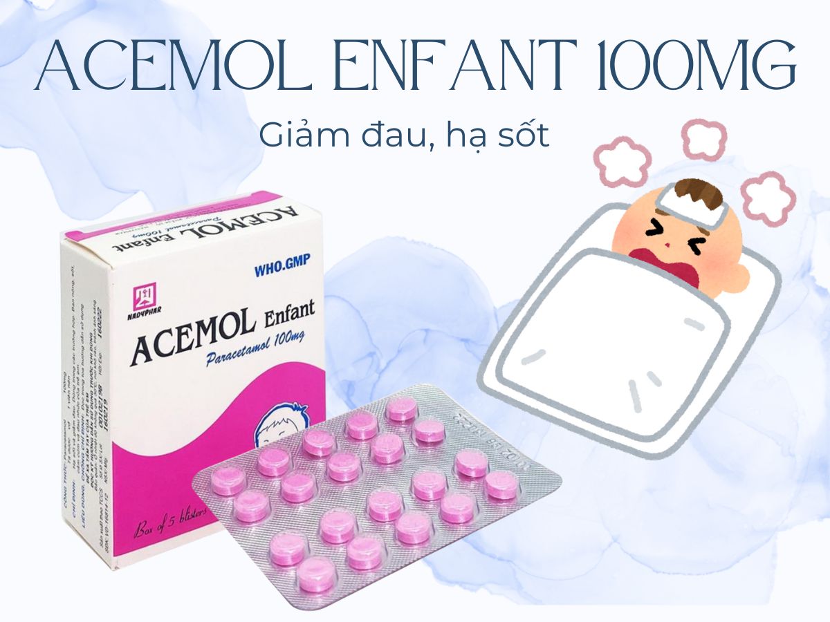 Acemol enfant 100mg 7 Thuốc Acemol enfant 100mg – Giảm đau, hạ sốt, trị cảm cúm