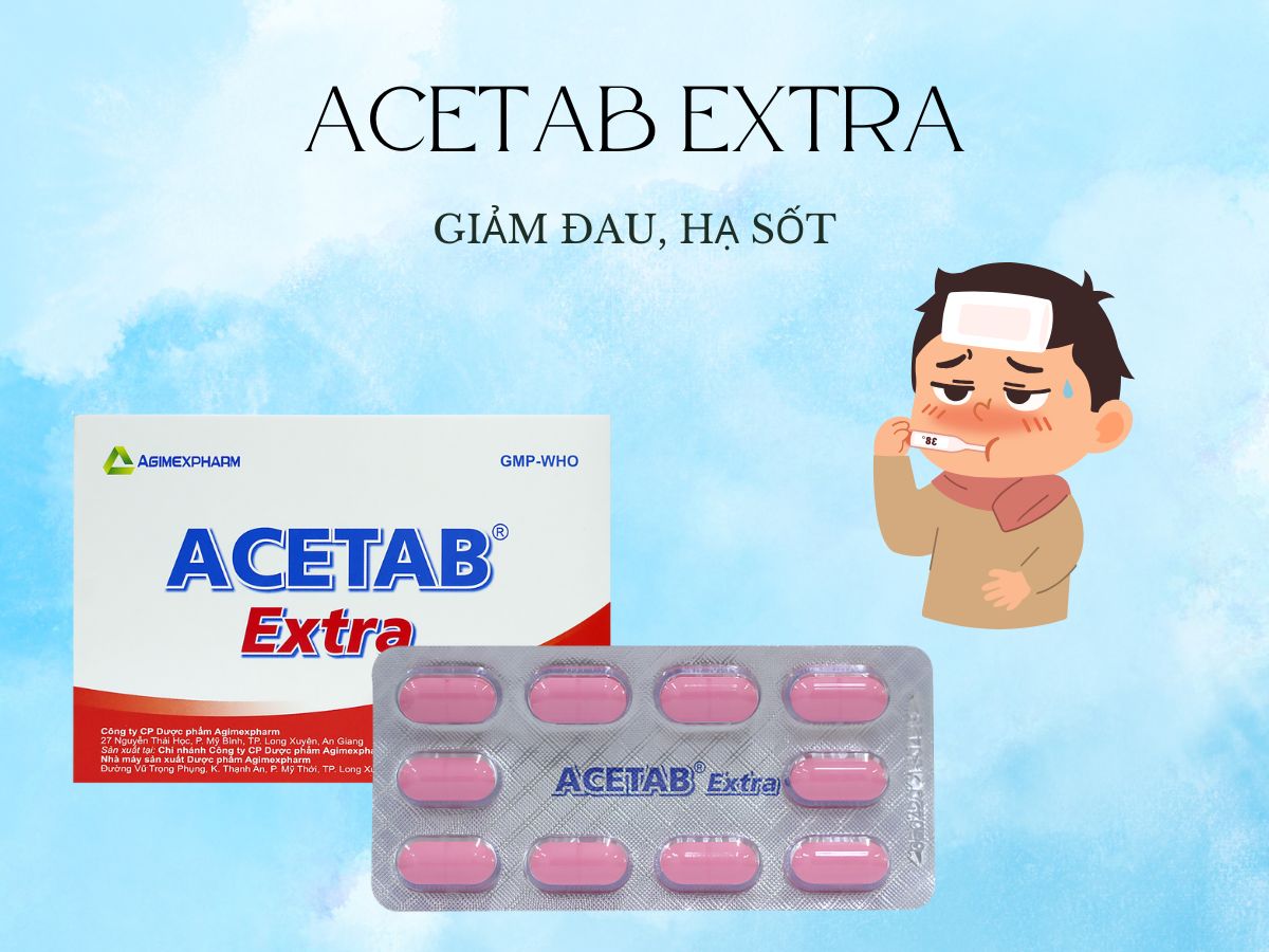 Acetab Extra 12 Thuốc Acetab Extra cải thiện triệu chứng đau đầu, sốt, đau họng