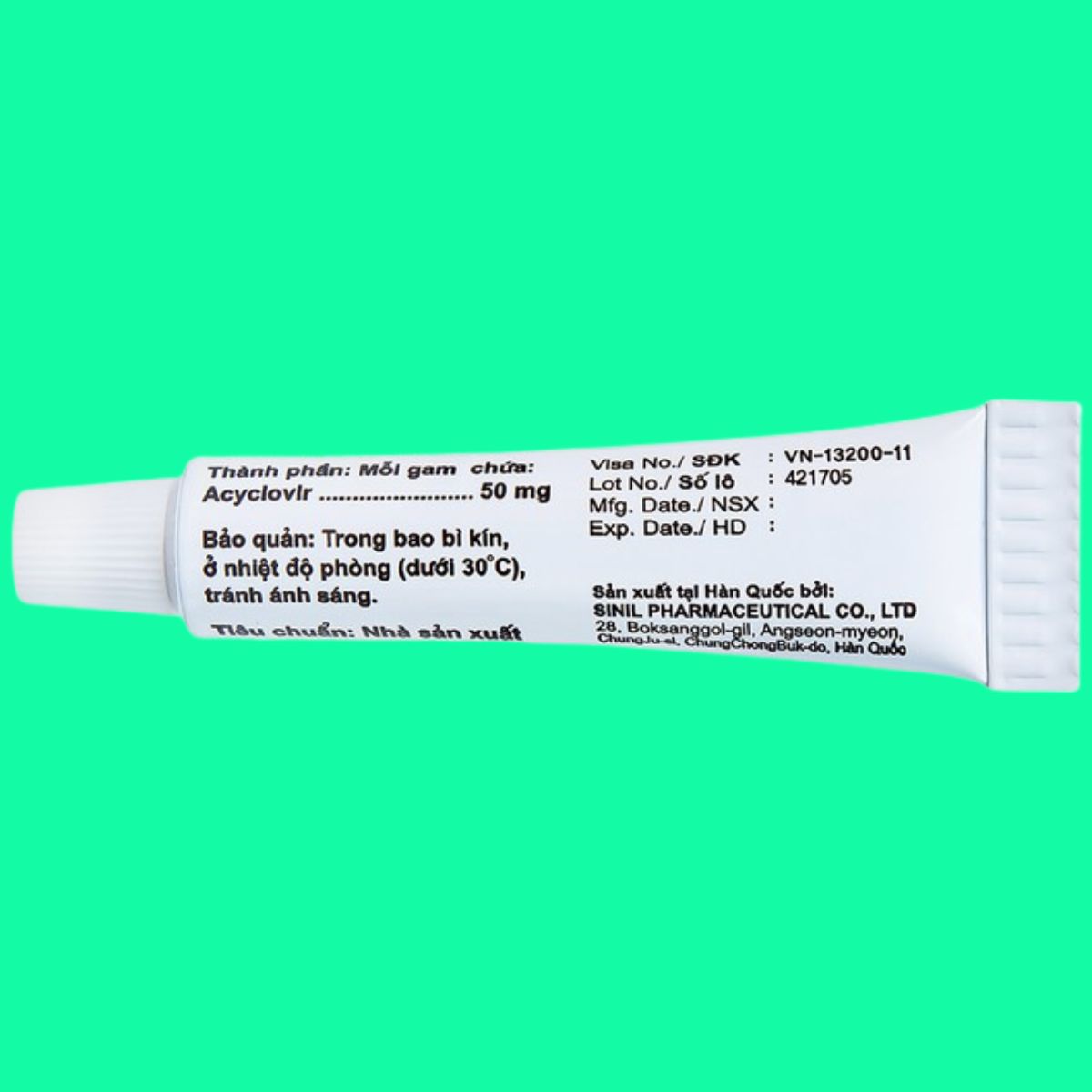 Acyclovir-Sinil-2 Kem bôi da Acyclovir Sinil giúp điều trị herpes simplex môi và sinh dục