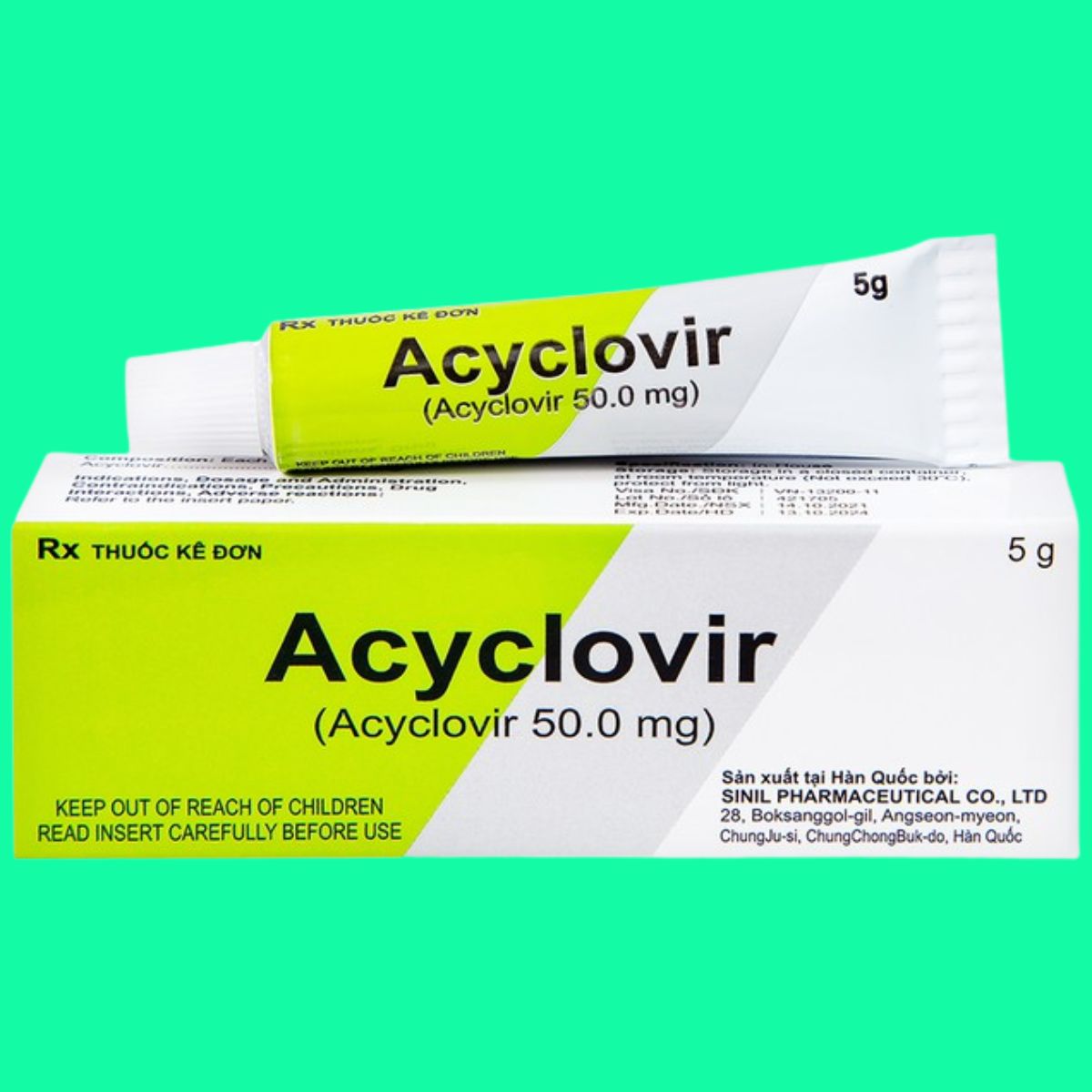 Acyclovir-Sinil-8 Kem bôi da Acyclovir Sinil giúp điều trị herpes simplex môi và sinh dục