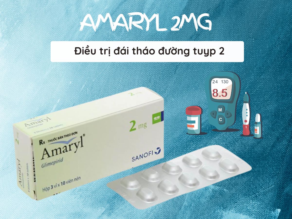 Amaryl 2mg 15 Thuốc Amaryl 2mg – Cải thiện tiểu đường tuyp 2 ở người lớn