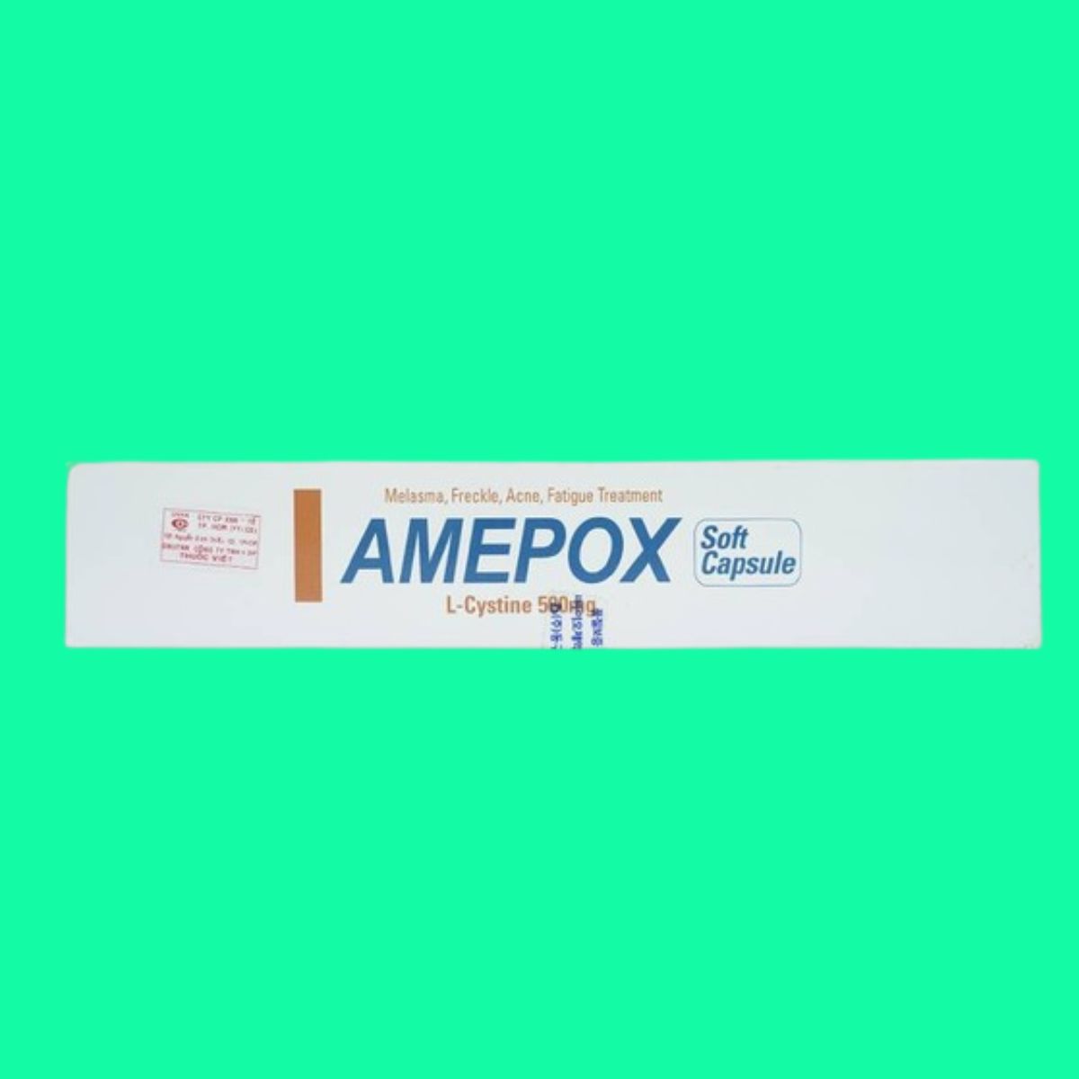 Amepox-500mg-3 Thuốc Amepox Soft Capsule 500mg điều trị sạm da, tàn nhang, nám da