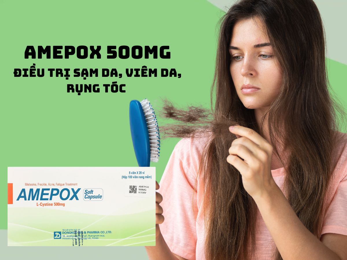 Amepox Soft Capsule 500mg 12 Thuốc Amepox Soft Capsule 500mg điều trị sạm da, tàn nhang, nám da