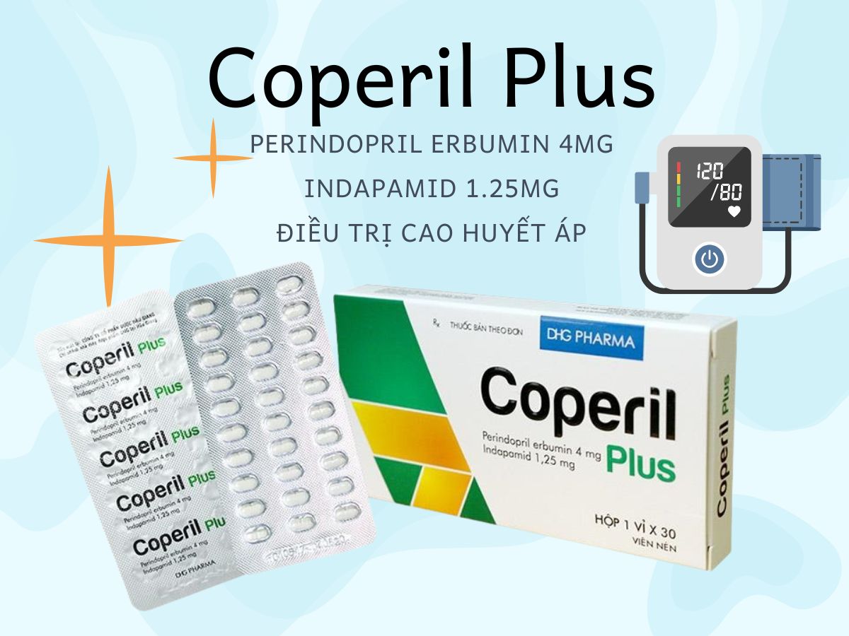 Thuốc Coperil Plus 4mg/1.25mg điều trị cao huyết áp nguyên phát