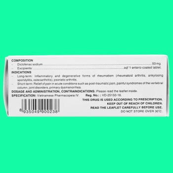 Thuốc Diclofen 50mg giúp cải thiện triệu chứng trong bệnh lý viêm khớp