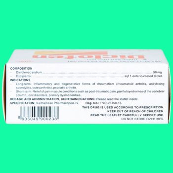 Thuốc Diclofen 50mg giúp cải thiện triệu chứng trong bệnh lý viêm khớp
