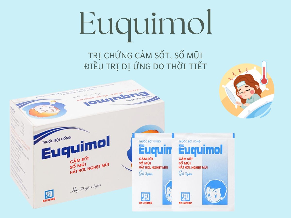 Thuốc Euquimol điều trị hắt hơi, sổ mũi, cảm sốt ở trẻ em