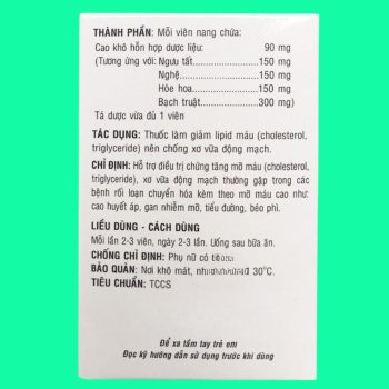 Hamov Vạn Xuân 6 Thuốc Hamov Vạn Xuân giúp hạ lipid máu, phòng ngừa xơ vữa động mạch