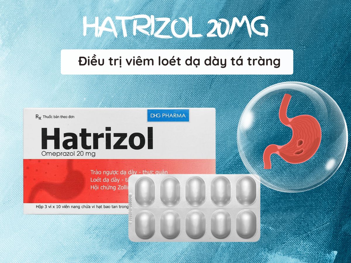 Hatrizol 20mg 14 Thuốc Hatrizol 20mg điều trị trào ngược dạ dày thực quản