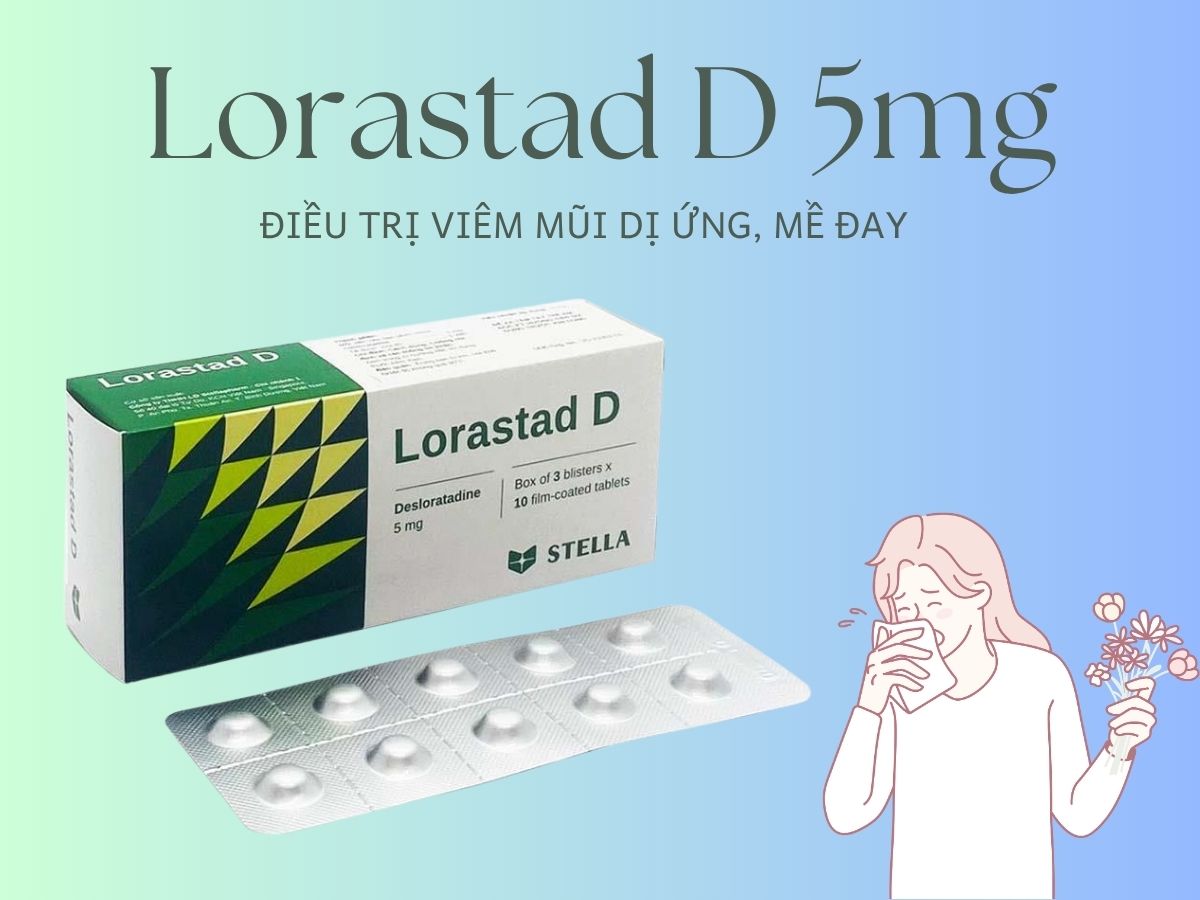 Lorastad D 5mg 12 Thuốc Lorastad D 5mg điều trị mày đay, viêm mũi dị ứng