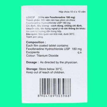 Thuốc Loxcip 180mg - Giảm triệu chứng viêm mũi dị ứng theo mùa