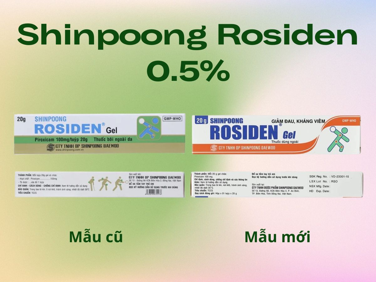 Mẫu mới và mẫu cũ bao bì Shinpoong Rosiden 0.5%