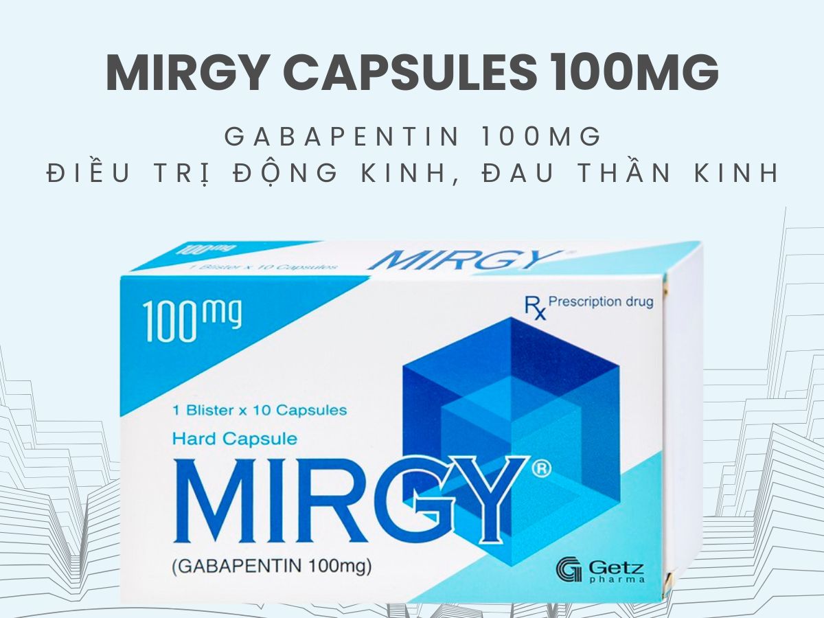 Mirgy capsules 100mg 10 Thuốc Mirgy capsules 100mg điều trị đau thần kinh ngoại biên, chống động kinh