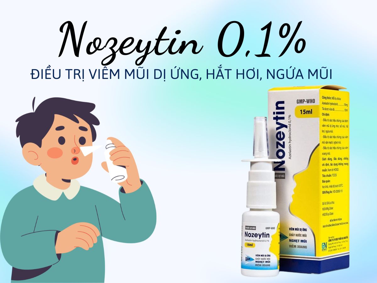 Nozeytin 0.1% 12 Thuốc Nozeytin 0,1% điều trị viêm mũi dị ứng, hắt hơi, ngứa mũi