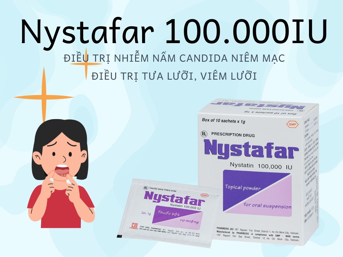 Thuốc Nystafar 100.000IU điều trị tình trạng viêm lưỡi, tưa lưỡi