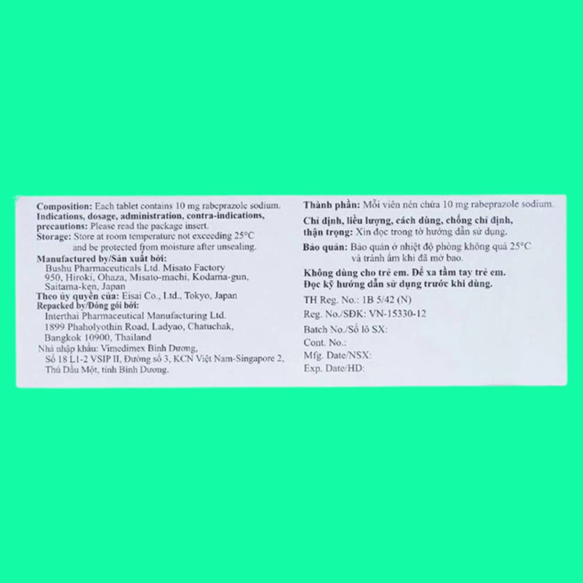 Pariet Tablets 10mg (3) Pariet Tablets 10mg