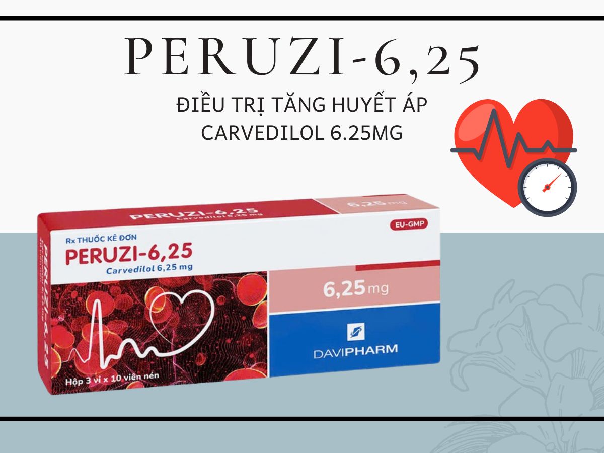 Peruzi-6.25 6 Thuốc Peruzi-6,25 điều trị tình trạng tăng huyết áp