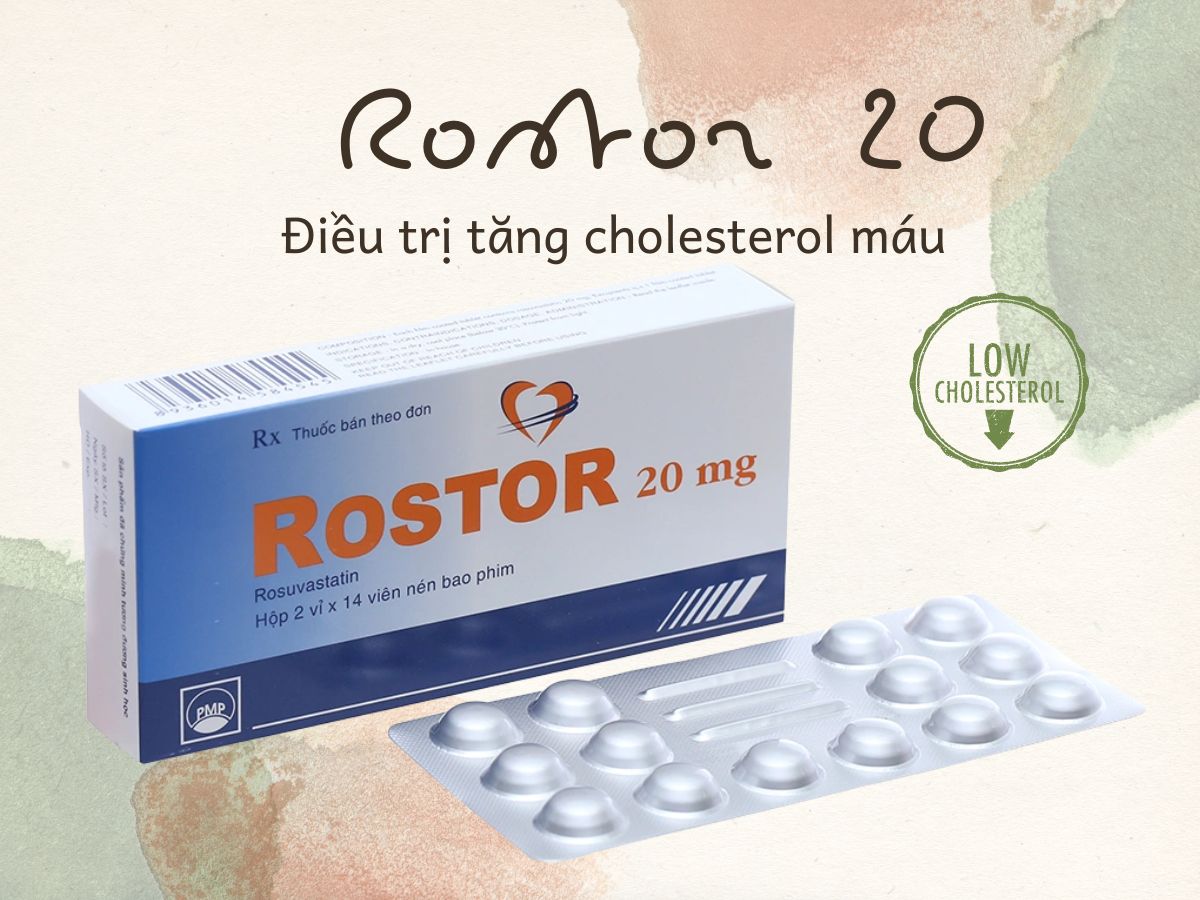 Thuốc Rostor 20 điều trị tình trạng tăng cholesterol máu nguyên phát