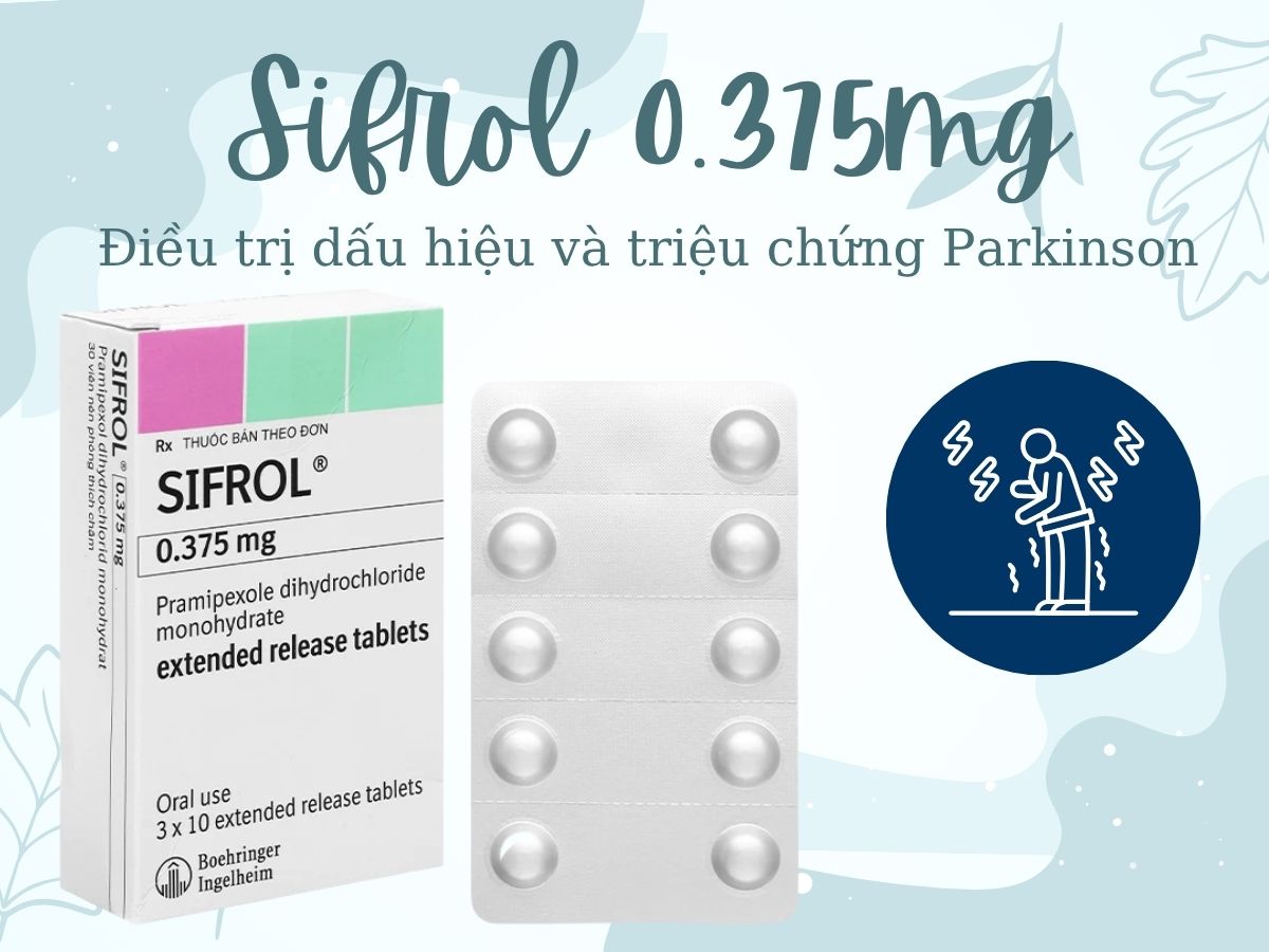 Sifrol 0.375mg 12 Thuốc Sifrol 0.375mg điều trị triệu chứng Parkinson vô căn