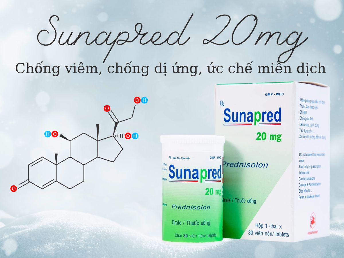 Sunapred 20mg 13 Thuốc Sunapred 20mg điều trị viêm khớp dạng thấp, lupus ban đỏ