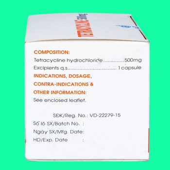 Tetracycline 500mg Mekophar 4 Thuốc Tetracycline 500mg Mekophar điều trị nhiễm khuẩn nhạy cảm với thuốc