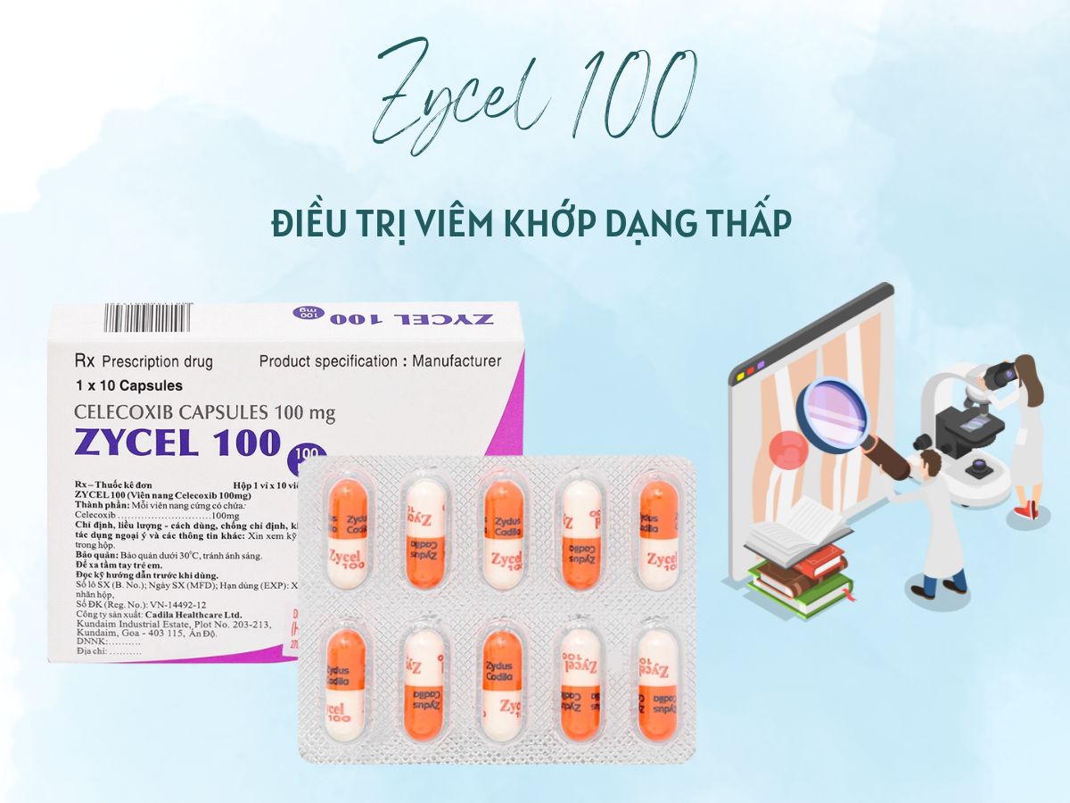 Zycel 100 10 Thuốc Zycel 100 điều trị viêm khớp dạng thấp, thoái hóa khớp