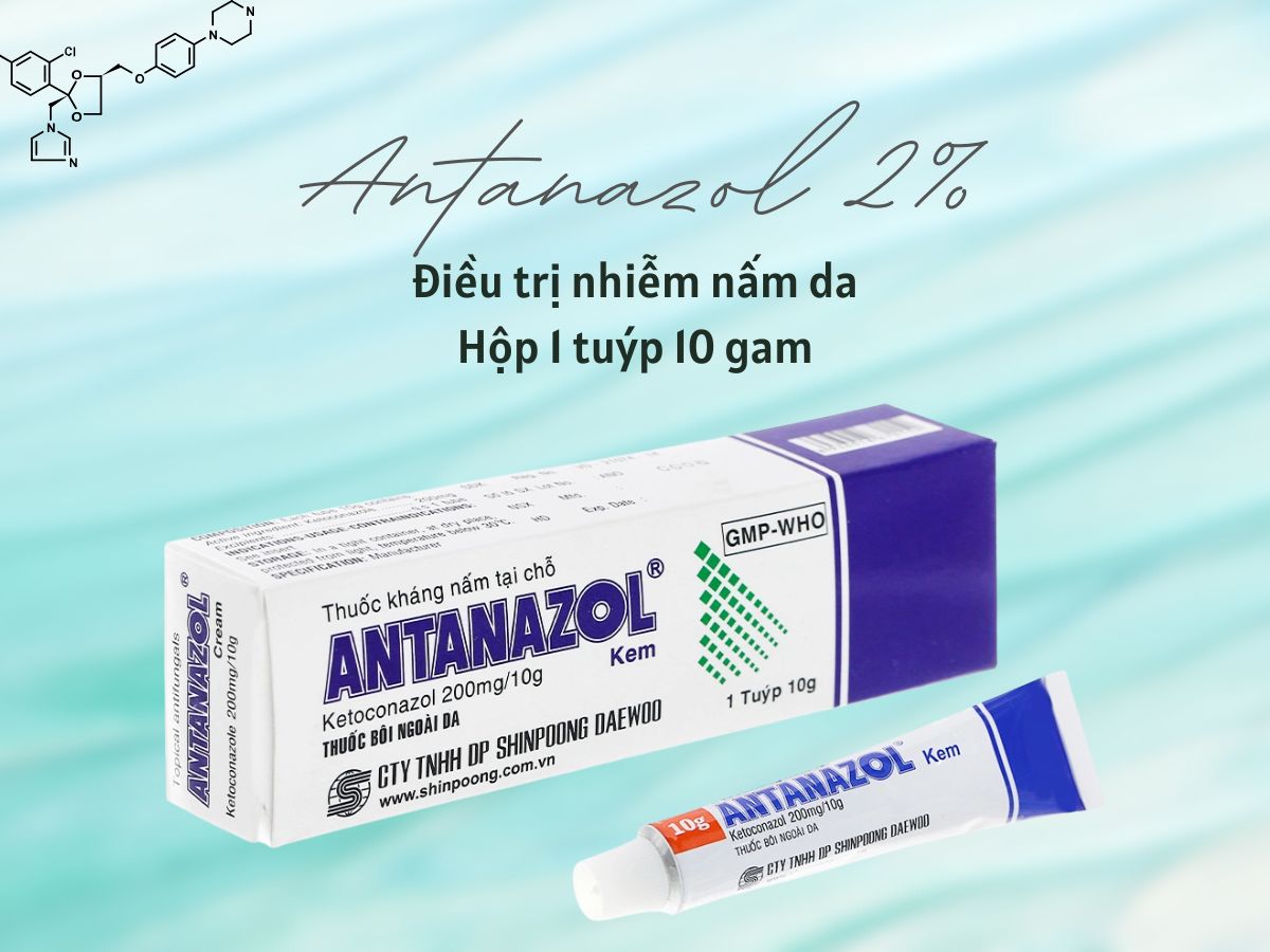 Thuốc Antanazol 2% điều trị nấm thân, nấm bẹn, nấm bàn chân