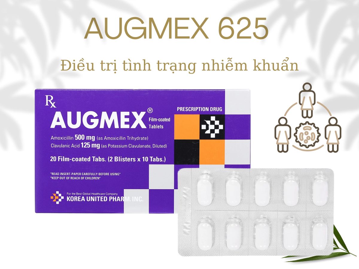 Augmex 625 12 Thuốc Augmex 625 điều trị viêm xoang cấp, viêm tai giữa cấp