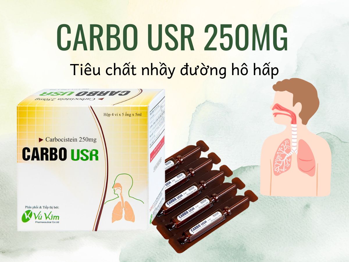 Thuốc Carbo USR 250mg điều trị rối loạn dịch tiết trong bệnh đường hô hấp