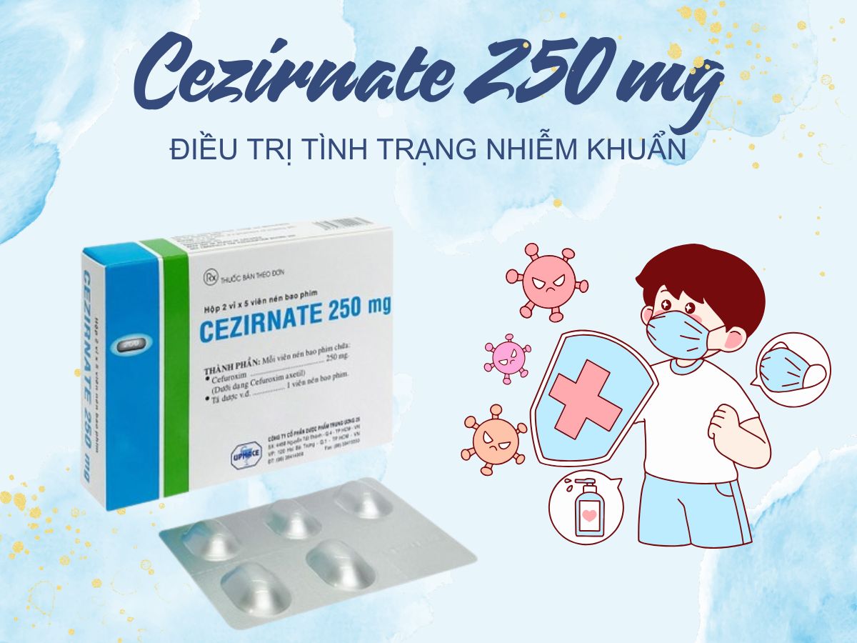 Cezirnate 250 mg 9 Thuốc Cezirnate 250 mg điều trị viêm họng, viêm amidan, viêm tai giữa