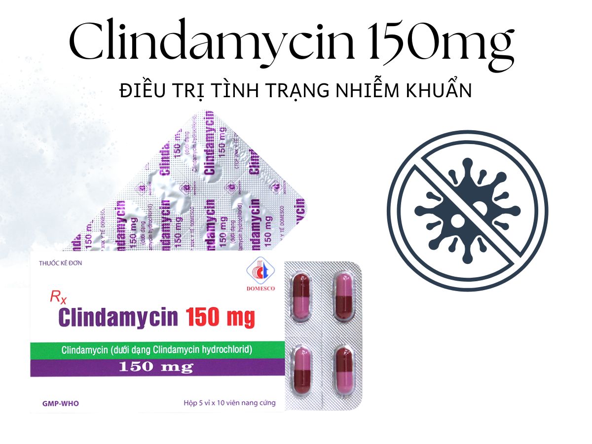 Thuốc Clindamycin 150mg Domesco điều trị nhiễm khuẩn nặng tai mũi họng
