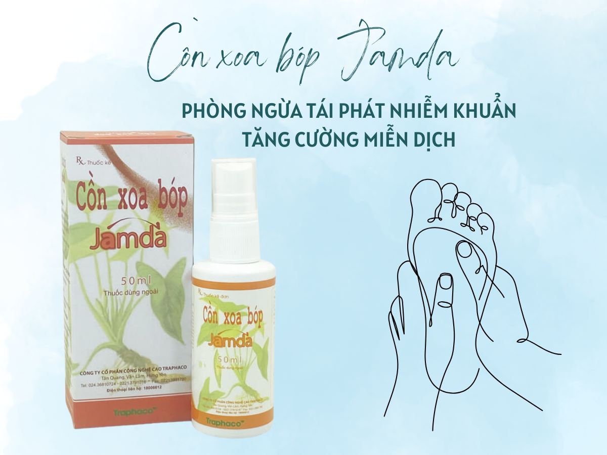 Cồn xoa bóp Jamda 13 Thuốc Cồn xoa bóp Jamda giảm triệu chứng sưng đau và bầm tím