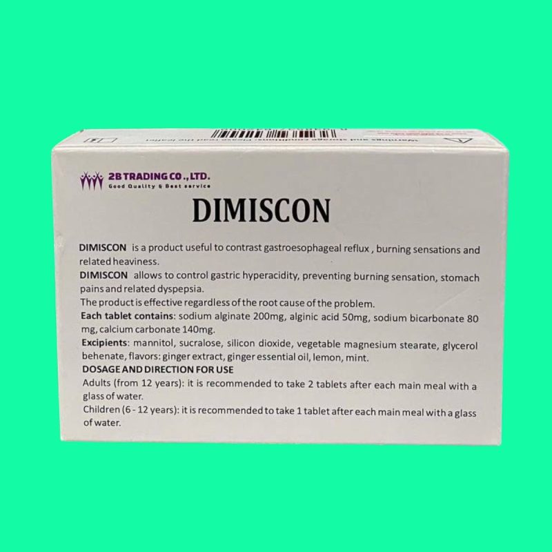 Dimicin Thuốc Dimiscon có tác dụng điều trị chứng trào ngược dạ dày, thực quản