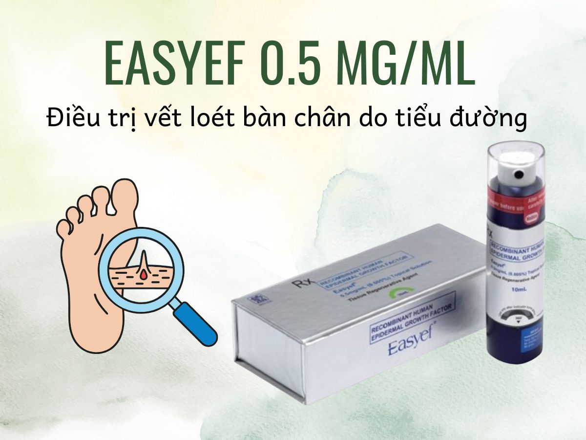 Easyef 0.5 mg/ml 7 Thuốc Easyef 0.5 mg/ml điều trị loét bàn chân do đái tháo đường