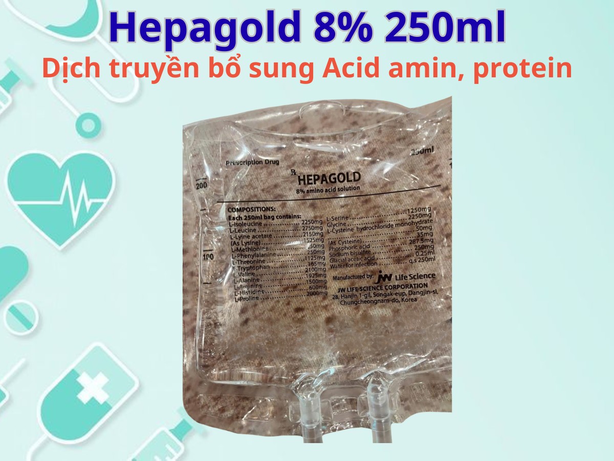 Hepagold 8% 250ml 6 Dịch truyền bổ sung Acid amin, protein