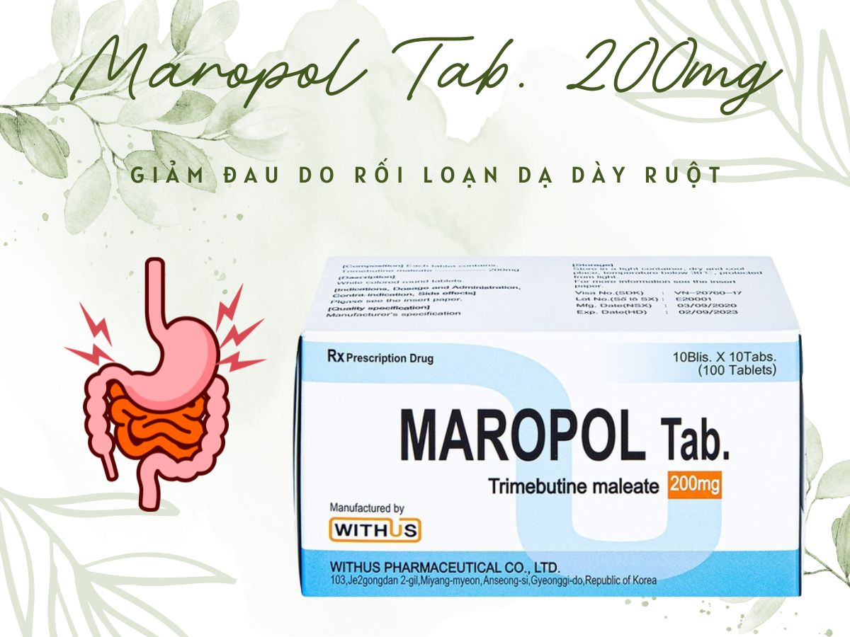 Maropol Tab. 200mg 8 Thuốc Maropol Tab. 200mg điều trị triệu chứng đau do co thắt