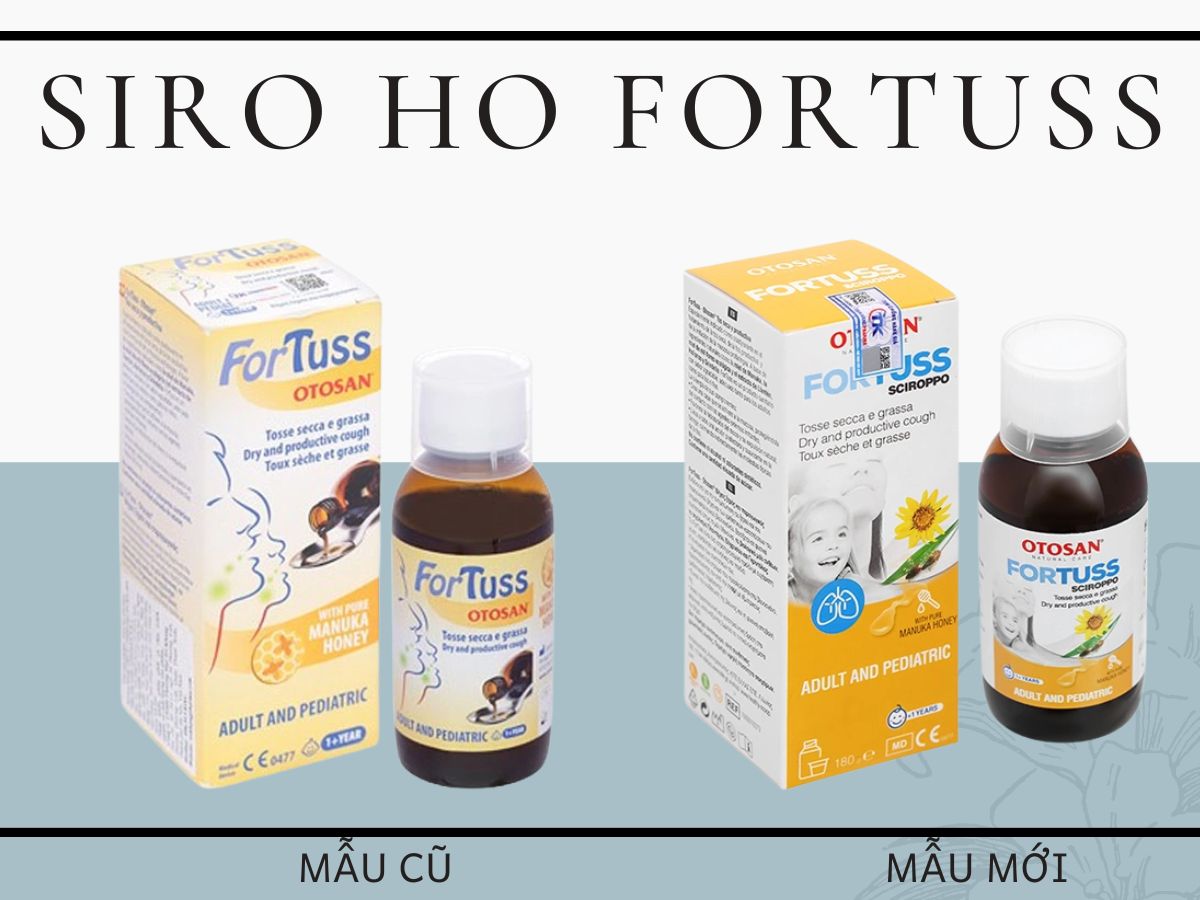 Mẫu bao bì cũ và mẫu bao bì mới Siro Ho Fortuss