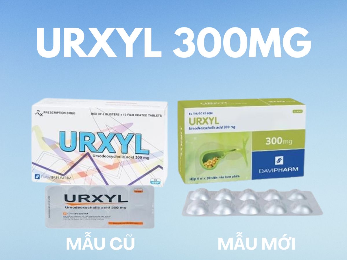 Mẫu bao bì cũ và mẫu bao bì mới Urxyl 300mg