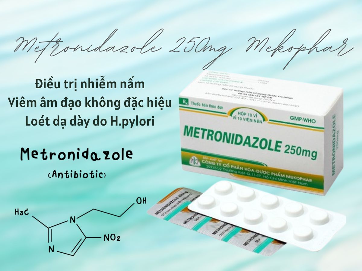 Thuốc Metronidazole 250mg Mekophar điều trị viêm âm đạo