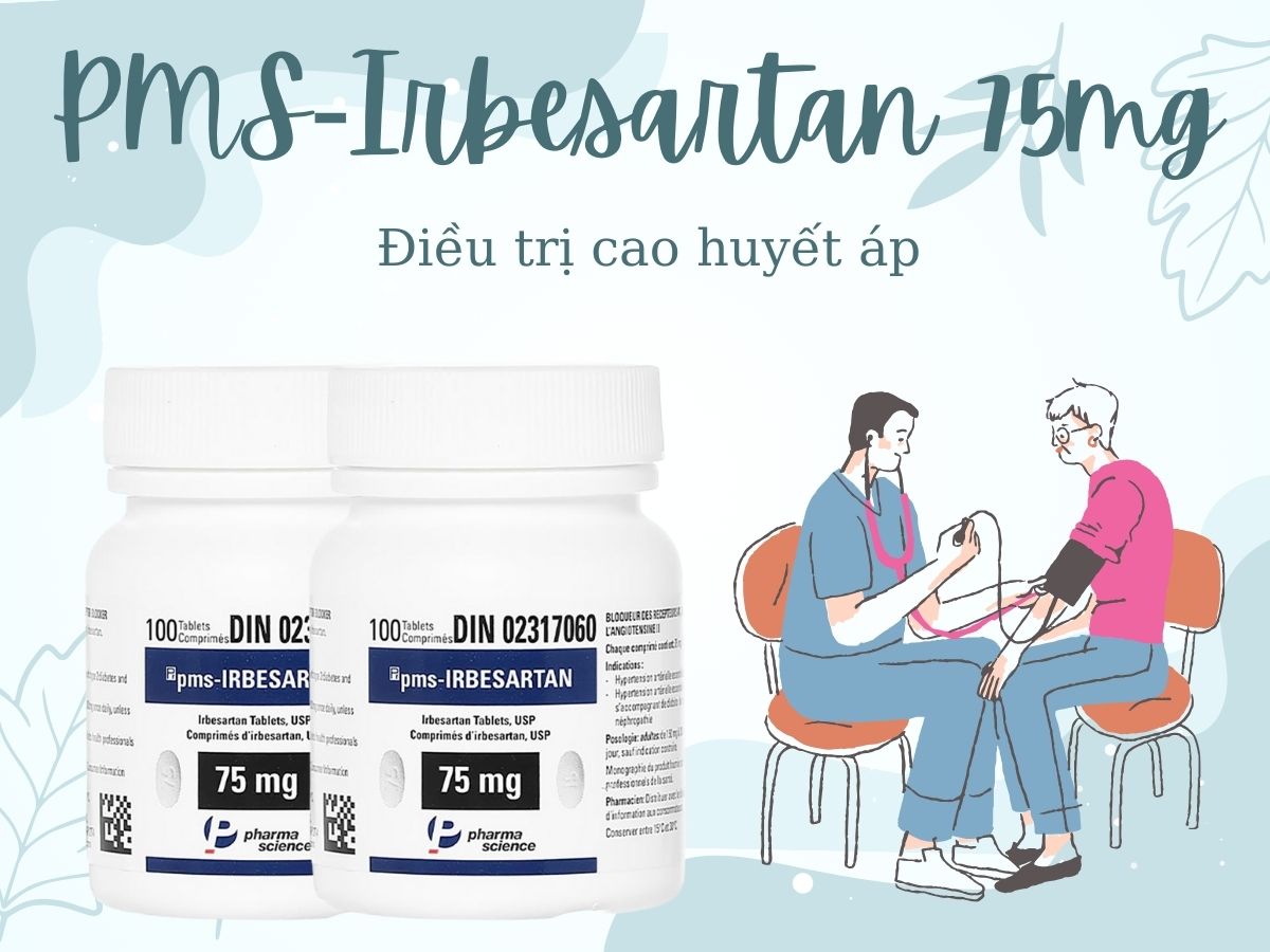 Thuốc PMS-Irbesartan 75mg điều trị tình trạng tăng huyết áp vô căn