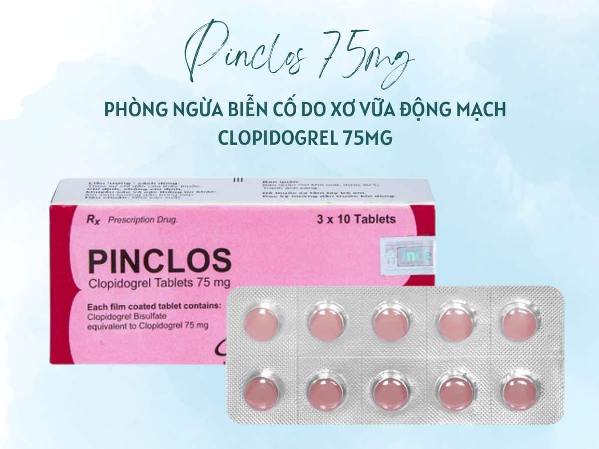 Thuốc Pinclos 75mg phòng ngừa biến cố do xơ vữa động mạch